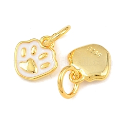 925 Sterling Silver Enamel White Paw Print Charms&nbsp;STER-A049-05G