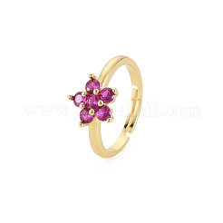 Glass Flower Adjustable Ring&nbsp;RJEW-S049-018G-01