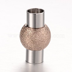 Textured 304 Stainless Steel Column Magnetic Clasps with Glue-in Ends&nbsp;STAS-I045-11