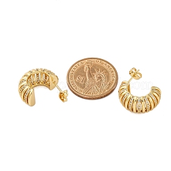 Rack Plating C-shaped Brass Micro Pave Clear Cubic Zirconia Stud Earrings for Women&nbsp;EJEW-C125-25G