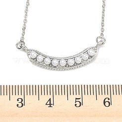 Brass with ABS Plastic Imitation Pearl Pea Pod Pendant Necklaces&nbsp;NJEW-P347-01P