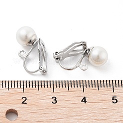 304 Stainless Steel Clip-on Earring Findings with Imitation Pearl Plastic Beaded&nbsp;LS-STAS-H216-03C-P