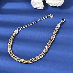304 Stainless Steel Interlocking Herringbone Chain Bracelet for Women&nbsp;BJEW-K240-08A-M