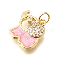 Brass Micro Pave Clear Cubic Zirconia Pendants&nbsp;KK-C255-18G