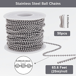 201 Stainless Steel Ball Chains Bracelet Necklace Making Kit&nbsp;DIY-SP0001-09C