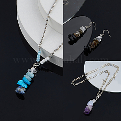 40Pcs 10 Styles Gradient Color Mixed Gemstone Pendants&nbsp;PALLOY-FH00064
