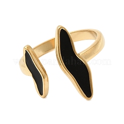 Wave Irregular 304 Stainless Steel Open Cuff Rings for Women&nbsp;RJEW-A091-19G