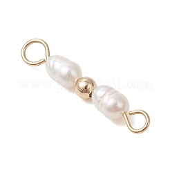 3Pcs 3 Styles Natural Cultured Freshwater Pearl Rice Beaded Connector Charms&nbsp;PALLOY-JF05070
