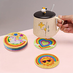 DIY Diamond Painting Rainbow Theme Cup Mat Kits&nbsp;DIAM-TAC0001-02