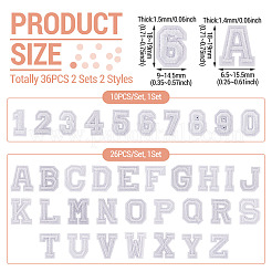 36Pcs 2 Sets 2 Styles Letter A~Z & Number 0~9 Polyester Embroidery Sew On Patches Sets&nbsp;PATC-TA0001-55F