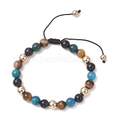 Natural & Synthetic Mixed Gemstone Beads Braided Beaded Bracelets for Women Men&nbsp;BJEW-JB13425-01