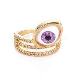 Brass Micro Pave Cubic Zirconia Wide Band Rings&nbsp;RJEW-S045-127-NR