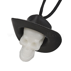 Halloween Skull Luminous Plastic Pendant Necklaces&nbsp;NJEW-S006-01A