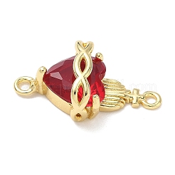 Brass with Glass Dark Red Sacred Heart Connector Charms&nbsp;KK-L253-27G