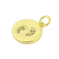 Round Rack Plating Brass Micro Pave Clear Cubic Zirconia Pendants&nbsp;KK-U021-01G