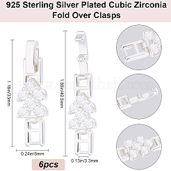 6Pcs Rack Plating Brass Micro Pave Clear Cubic Zirconia Fold Over Clasps&nbsp;KK-BBC0014-96