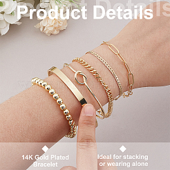 Synthetic Non-magnetic Hematite & Brass & Stainless Steel Cuff Bangles & Link & Charm Bracelets Sets&nbsp;BJEW-PH0004-44