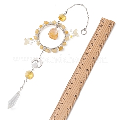 Natural Topaz Jade & Citrine & Glass Suncatcher&nbsp;HJEW-TA00454-02