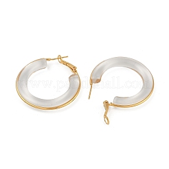 Brass with Transparent Resin Hoop Earrings&nbsp;EJEW-Q391-27G
