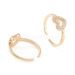 Brass Micro Pave Cubic Zirconia Cuff Rings&nbsp;RJEW-F102-09G-01