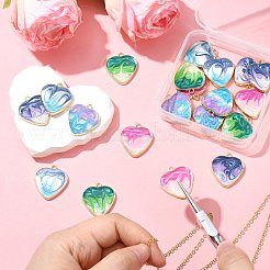 20Pcs 5 Colors Rack Plating Alloy Enamel Pendants&nbsp;ENAM-CJ0006-63