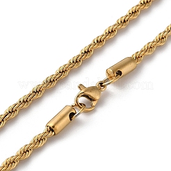 PVD Vacuum Plating 304 Stainless Steel Rope Chain Necklaces&nbsp;NJEW-H019-02G