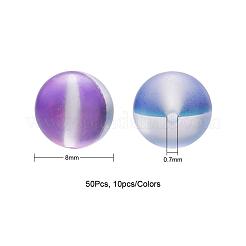 50Pcs 10 Colors Synthetic Moonstone Beads Strands&nbsp;G-YW0001-07