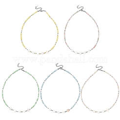 Summer Star Shell Pearl & Ombre Effect Dyed Glass Beaded Necklaces for Women&nbsp;NJEW-JN06051