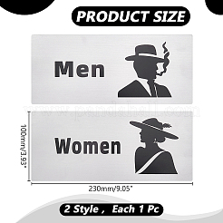 2Pcs 2 Styles Aluminum Men Restroom Toilet Sign Board&nbsp;AJEW-WR0003-26B