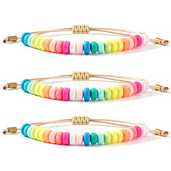 3Pcs Polymer Clay Beads Braided Bead Bracelets for Women&nbsp;NL7584-1