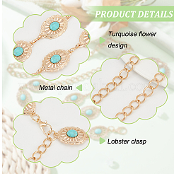 Synthetic Turquoise Oval Link Chain Waist Belts&nbsp;AJEW-WH0314-128G