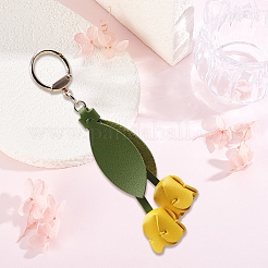 1Pc PU Leather Tulip Pendant Decorations&nbsp;HJEW-CL0001-17