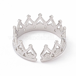 Non-Tarnish 304 Stainless Steel Crown Open Cuff Rings for Women&nbsp;RJEW-G275-08P