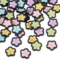 50Pcs 5 Colors Sakura Opaque Resin Cabochons&nbsp;CRES-TA0001-74