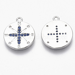 Brass Micro Pave Cubic Zirconia Pendants&nbsp;KK-R130-012P-NF