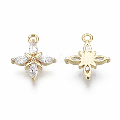 Brass Micro Pave Clear Cubic Zirconia Charms&nbsp;KK-S348-552-NF