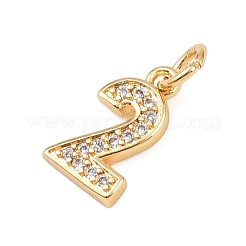 Brass Micro Pave Clear Cubic Zirconia Charms&nbsp;KK-G544-04G-02