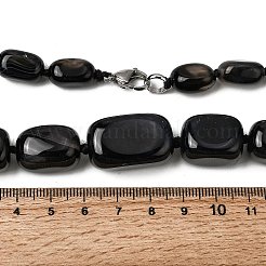 Dyed Natural Agate Cuboid Graduated Beaded Necklaces with Alloy Clasps&nbsp;NJEW-C113-01B