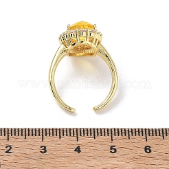 Brass Micro Pave Cubic Zirconia Cuff Open Rings for Women&nbsp;RJEW-L343-17G