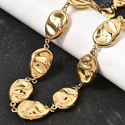 316L Surgical Stainless Steel Textured Flat Teardrop Link Chain Necklaces&nbsp;NJEW-D297-03G