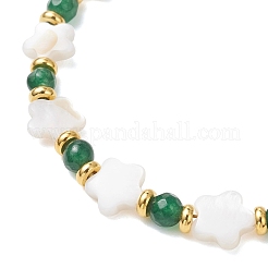 Flower Natural Freshwater Shell & Round Dyed Natural White Jade Beaded Bracelets & Necklaces Sets&nbsp;SJEW-JS01370