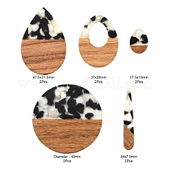 10Pcs 5 Style Resin & Walnut Wood Pendants&nbsp;RESI-LS0001-44
