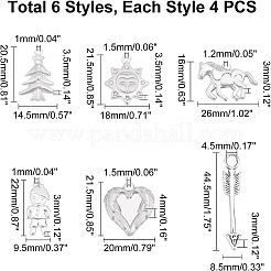 24Pcs 6 Styles 304 Stainless Steel Pendants&nbsp;STAS-UN0022-45