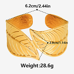 Leaf 304 Stainless Steel Cuff Bangles for Women&nbsp;CM7227-2