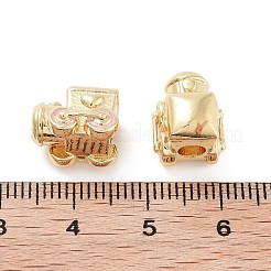 Train Rack Plating Brass Enamel Beads&nbsp;KK-G512-07B-G