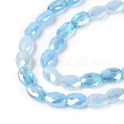 Electroplate Imitation Jade & Opaque & Transparent Glass Beads Strands&nbsp;EGLA-Q135-4x6MM-01A