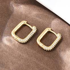 Rectangle Brass Clear Cubic Zirconia Stud Earrings&nbsp;EJEW-A156-12A-G