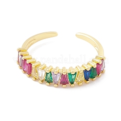 Colorful Cubic Zirconia Triangle Open Cuff Ring&nbsp;RJEW-B037-03G
