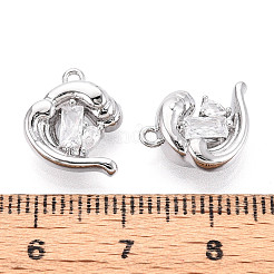 Brass Micro Pave Clear Cubic Zirconia Charms&nbsp;KK-N267-18P