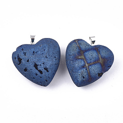 Electroplate Natural Druzy Geode Agate Pendants&nbsp;G-S344-58B-03